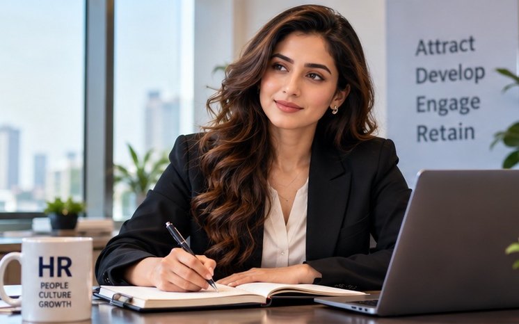 HR manager planning at her desk